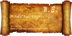 Mihályi Edit névjegykártya